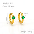 Wholesale Round Cubic Zirconia Elegant 304 Stainless Steel Hoop Earrings - 18K Gold Plated, Waterproof