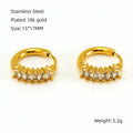 Wholesale Emerald Cubic Zirconia Trendy 304 Stainless Steel Hoop Earrings - 18K Gold Plated, Waterproof