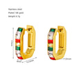 Wholesale Square Trendy 304 Stainless Steel Hoop Earrings - 18K Gold Plated, Waterproof