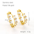 Wholesale Cubic Zirconia Triangle Trendy 304 Stainless Steel Hoop Earrings - 18K Gold Plated, Waterproof
