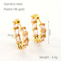 Wholesale Cubic Zirconia Triangle Trendy 304 Stainless Steel Hoop Earrings - 18K Gold Plated, Waterproof