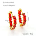 Wholesale Cubic Zirconia Triangle Trendy 304 Stainless Steel Hoop Earrings - 18K Gold Plated, Waterproof