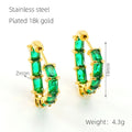 Wholesale Cubic Zirconia Triangle Trendy 304 Stainless Steel Hoop Earrings - 18K Gold Plated, Waterproof