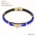 Wholesale Blue Leather Wrap Classic 304 Stainless Steel Bracelet, Chain 8.46in, Waterproof
