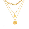 Wholesale Star Pendant Vintage 304 Stainless Steel Layered Necklace – 18K Gold Plated, Chain 11.81/15.75/17.72in, Waterproof