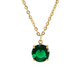 Wholesale Round Cubic Zirconia Classic 304 Stainless Steel Pendant Necklace – 18K Gold Plated, Chain 17.72in, Waterproof