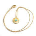 Wholesale Star of David Turquoise Vintage 304 Stainless Steel Pendant Necklace – 18K Gold Plated, Chain 17.72in, Waterproof