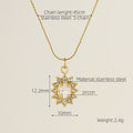 Jewelry wholesale Wholesale Cubic Zirconia Sunflower Trendy 304 Stainless Steel Pendant Necklace – 18K Gold Plated, Chain 17.72in, Waterproof