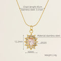 Jewelry wholesale Wholesale Cubic Zirconia Sunflower Trendy 304 Stainless Steel Pendant Necklace – 18K Gold Plated, Chain 17.72in, Waterproof