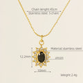Jewelry wholesale Wholesale Cubic Zirconia Sunflower Trendy 304 Stainless Steel Pendant Necklace – 18K Gold Plated, Chain 17.72in, Waterproof