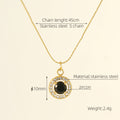 Wholesale Round Cubic Zirconia Halo Classic 304 Stainless Steel Pendant Necklace – 18K Gold Plated, Chain 17.72in, Waterproof