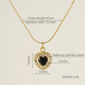 Wholesale Heart Cubic Zirconia Halo Classic 304 Stainless Steel Pendant Necklace – 18K Gold Plated, Chain 17.72in, Waterproof