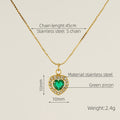 Wholesale Heart Cubic Zirconia Halo Classic 304 Stainless Steel Pendant Necklace – 18K Gold Plated, Chain 17.72in, Waterproof