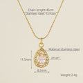 Wholesale Waterdrop Cubic Zirconia Halo Classic 304 Stainless Steel Pendant Necklace – 18K Gold Plated, Chain 17.72in, Waterproof