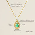 Wholesale Waterdrop Cubic Zirconia Halo Classic 304 Stainless Steel Pendant Necklace – 18K Gold Plated, Chain 17.72in, Waterproof