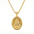 Wholesale Oval Mythology Human Vintage 304 Stainless Steel Pendant Necklace – 18K Gold Plated, Chain 17.72in, Waterproof