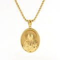 Jewelry wholesale Wholesale Jesus Sacred Heart Vintage 304 Stainless Steel Pendant Necklace – 18K Gold Plated, Chain 17.72in, Waterproof