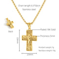 Jewelry wholesale Wholesale Cross Vintage 304 Stainless Steel Pendant Necklace – 18K Gold Plated, Chain 17.72in, Waterproof
