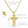 Jewelry wholesale Wholesale Cross Vintage 304 Stainless Steel Pendant Necklace – 18K Gold Plated, Chain 17.72in, Waterproof