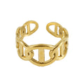 Wholesale Chain Link Trendy 304 Stainless Steel Open Adjustable Ring, Waterproof