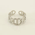 Wholesale Chain Link Trendy 304 Stainless Steel Open Adjustable Ring, Waterproof