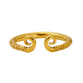 Wholesale Golden Rod Vintage 304 Stainless Steel Open Adjustable Ring - 18K Gold Plated, Waterproof