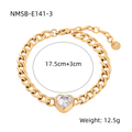 Wholesale Heart Cubic Zirconia Trendy 304 Stainless Steel Bracelet-18K Gold Planted, Waterproof