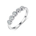 Jewelry wholesale 0.5 ct D/VVS1 Moissanite Bubble Band Ring — Graduated Round-Cut, 18 K White-Gold Vermeil on Solid 925 Silver
