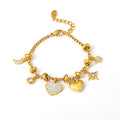 Jewelry wholesale Trendy Stainless Steel Jewelry Zircon Star Moon Heart Charms Bracelets