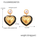 Jewelry wholesale Retro Copper Glass Stone Oil Drip Heart Gold Plated Dangle Earrings