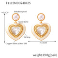 Jewelry wholesale Retro Copper Glass Stone Oil Drip Heart Gold Plated Dangle Earrings
