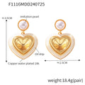 Jewelry wholesale Retro Copper Glass Stone Oil Drip Heart Gold Plated Dangle Earrings