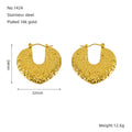 Jewelry wholesale Exaggerated Heart 18K Gold Plated Stainless Steel Earrings with Texture