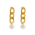 Jewelry wholesale 18K Stainless Steel Long Pearl Earrings