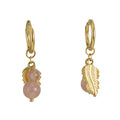 Jewelry wholesale Fashion Feather Natural Sea Urchin Stone Stainless Steel Earrings