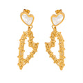Jewelry wholesale Fashion Jewelry White Shell Heart Woven Hollow Heart Dangle Earrings
