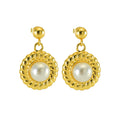 Jewelry wholesale French Sunflower Pearl Designer Stainless Steel Stud Earrings