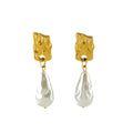 Jewelry wholesale Irregular Feeling Pearl Long Stainless Steel Stud Earrings