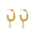 Jewelry wholesale Light Luxury Stainless Steel U-Shaped Pearl Earrings