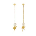 Jewelry wholesale Pearl Tassel Irregular Stainless Steel Earrings