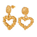 Jewelry wholesale Retro High Quality Geometric Thistles Pattern Heart Dangle Earrings