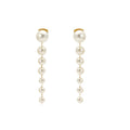 Jewelry wholesale Size Gradient Long Pearl Tassel Stainless Steel Earrings