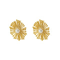 Jewelry wholesale Stainless Steel Bohemian Floral Dandelion Pearl Earrings