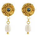 Jewelry wholesale Stainless Steel With Diamonds Astrolabe Natural Pearl Earrings