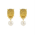 Jewelry wholesale Stylish Braided Textured Stainless Steel Pearl Earrings