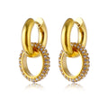 Jewelry wholesale Trendy Stainless Steel Zirconia Circle Dangle Chunky Earrings