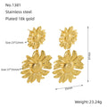 Jewelry wholesale Sunflower Flower Stainless Steel Gold Plated Stud Earrings