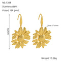 Jewelry wholesale Sunflower Flower Stainless Steel Gold Plated Stud Earrings