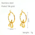 Jewelry wholesale 18k Gold Peach Heart Stainless Steel Skeleton Earrings