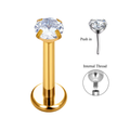 Jewelry wholesale G23 Titanium (16G) Push-In Stud – Claw-Set Gem, ASTM F-136